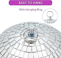 Vista 3 de Decoración de bola de discoteca de espejo con anillo para colgar, adorno de bola de discoteca grande de 8 pulgadas para decoraciones de fiesta