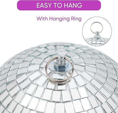 Miniatura 3 de Decoración de bola de discoteca de espejo con anillo para colgar, adorno de bola de discoteca grande de 8 pulgadas para decoraciones de fiesta de