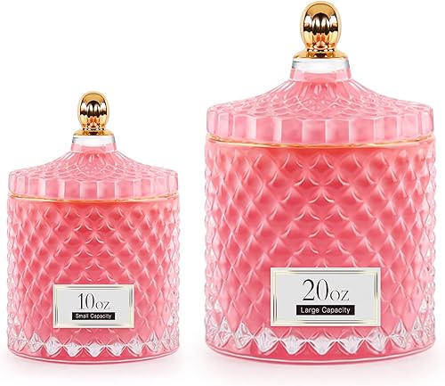 Miniatura 45 de Tarro de caramelo rosa, plato de cristal para dulces con tapa, tarros de cristal con tapas, joyero con tapas, tarro de vidrio decorativo, regalos