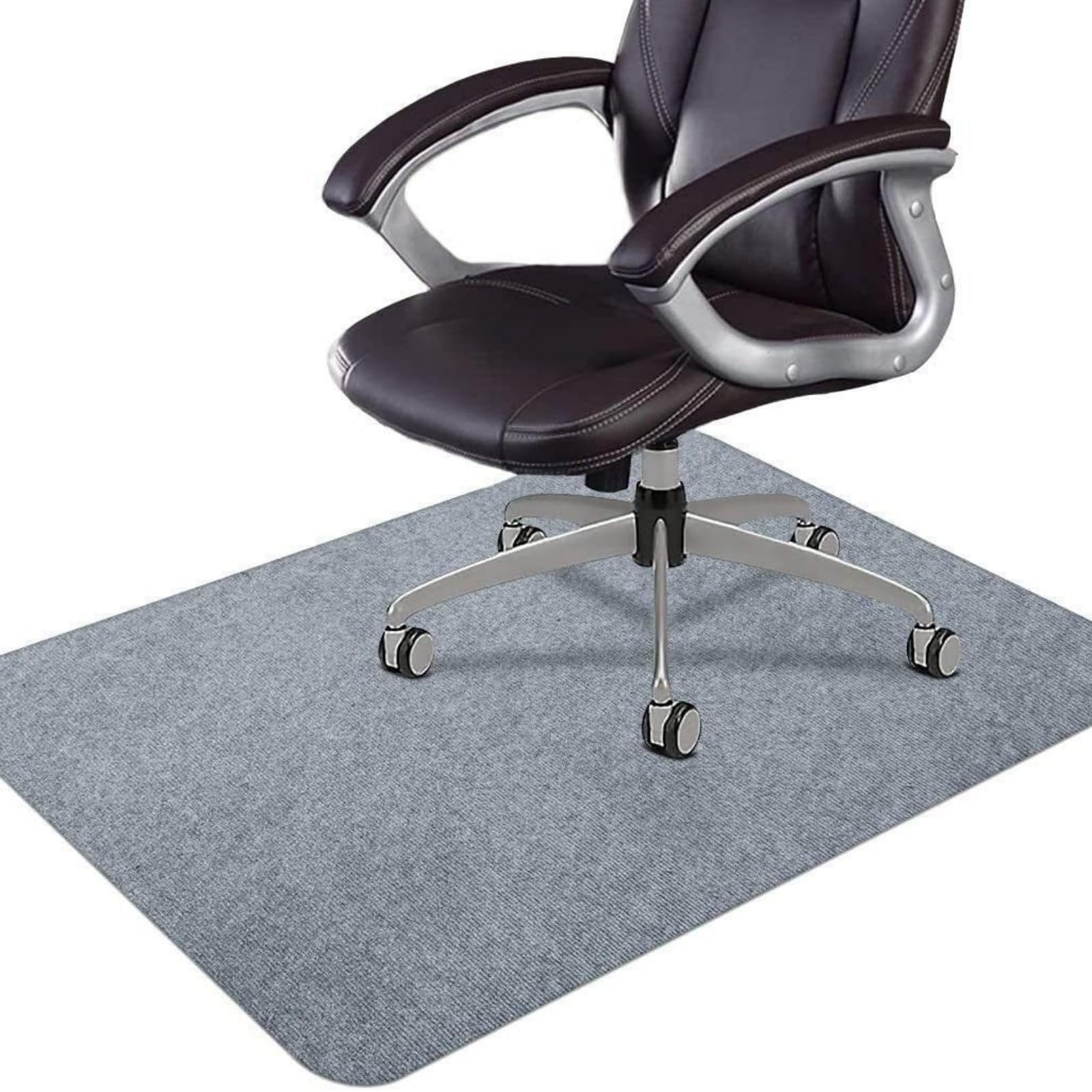 Office Chair Mat for Hardwood Floor, 120*90 cm Waterproof and Non-slip Carpet, Easy to Clean Floor Protector Mat, Self-Adhesive PVC Foot Mat, Under Desk Low Pile Office Rug (Light Gray, 120*90 cm)