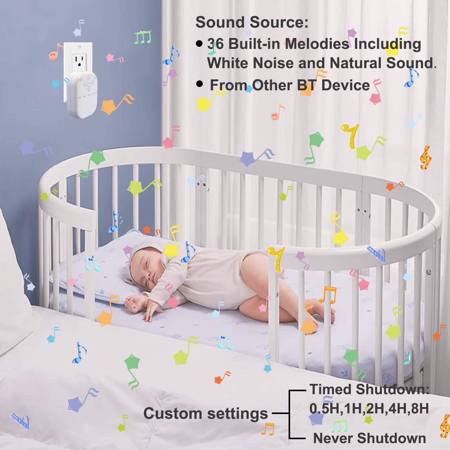 Máquina de sonido de ruido blanco, máquina de sonido inalámbrica con 36 sonidos relajantes, incluyendo sonidos naturales y ruido blanco, altavoz pequeño para el hogar, oficina, hotel, inodoro, viajes.