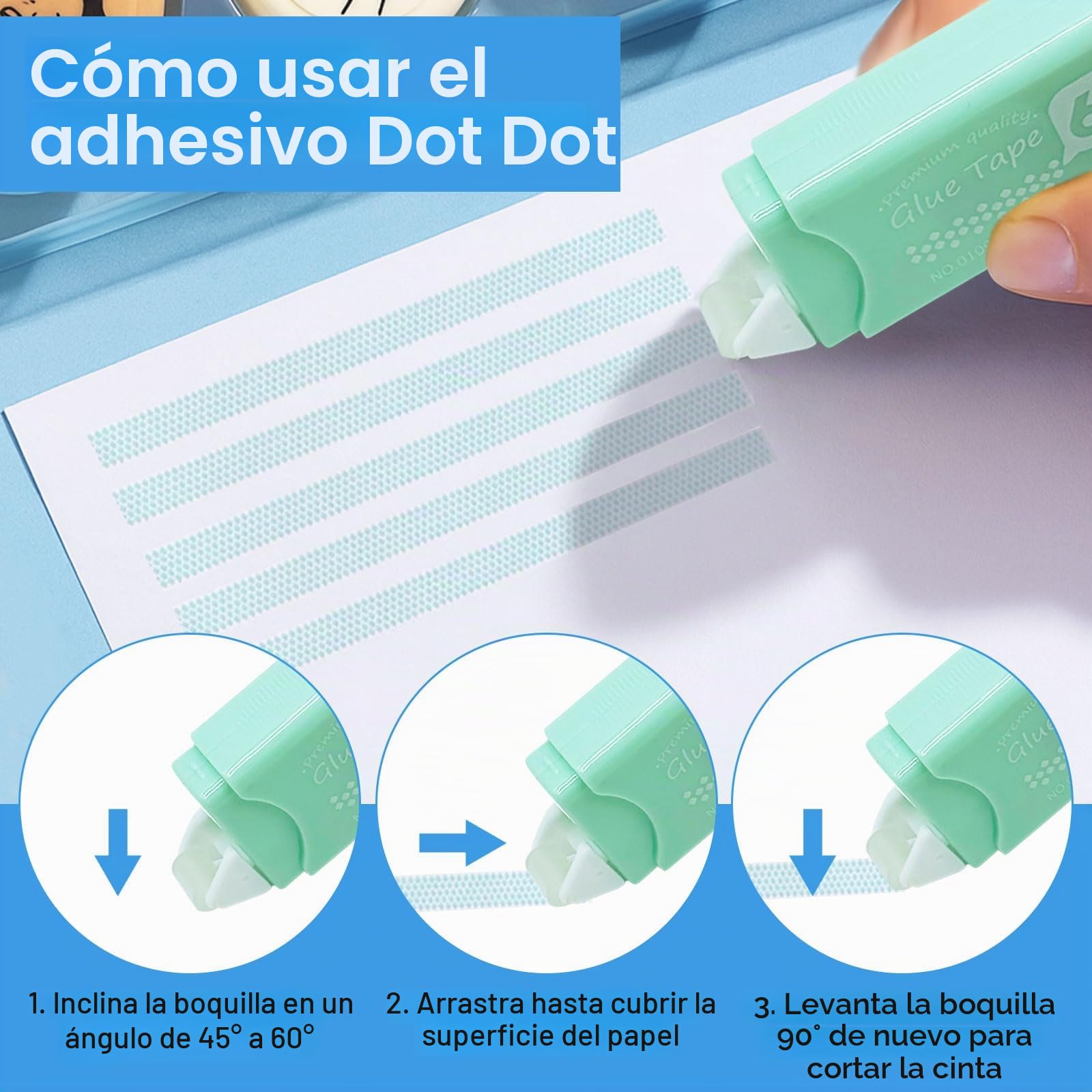 12 Piezas Cinta Adhesiva y Pegamento en Roller, Adhesivo Doble Fondo, Artesanía, 6mm x 6m