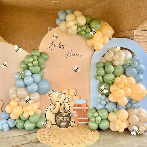 Classic Winnie Cutouts and Green Balloons Arch Kit Set Pastel