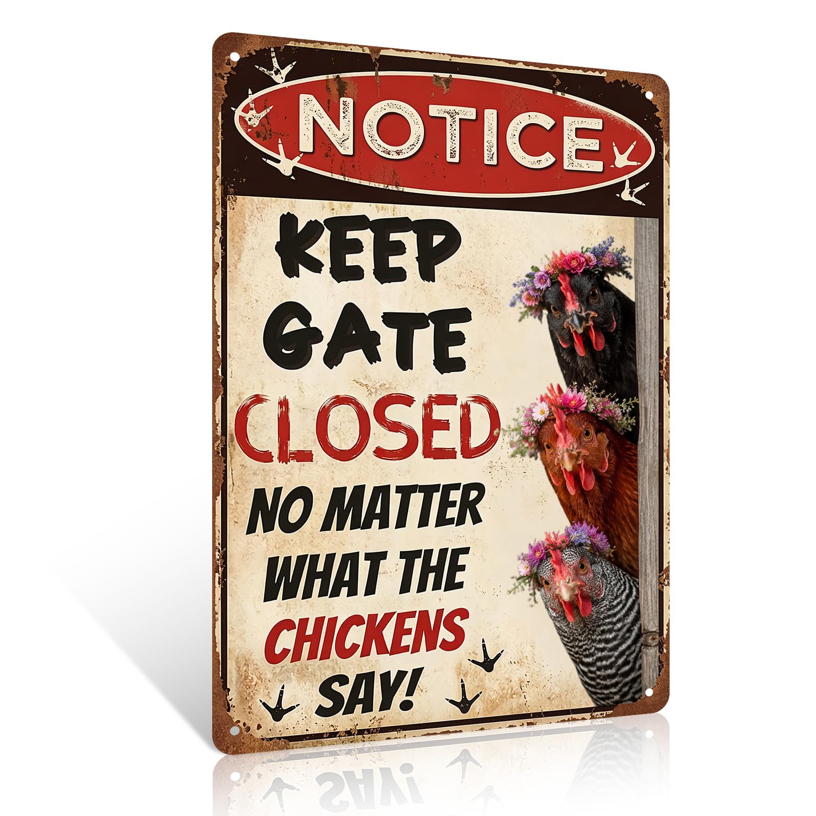 Ulord Keep Gate Closed No Matter What The Chickens Say Chicken Coop Metal Sign 8"X12" Keep Gate Closed Wall Art Decor