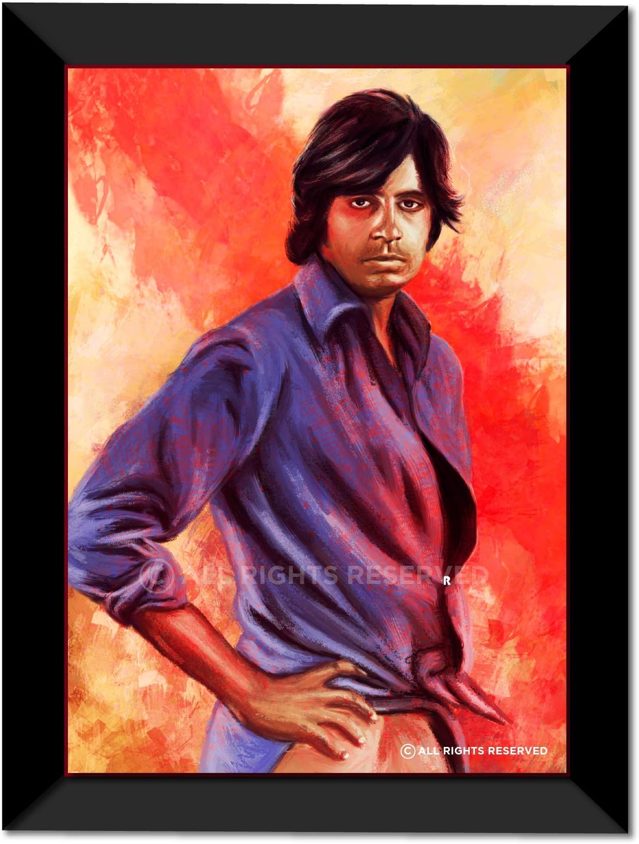 PEACOCKRIDE The Vintage Amitabh Bachan Matte Frame A3