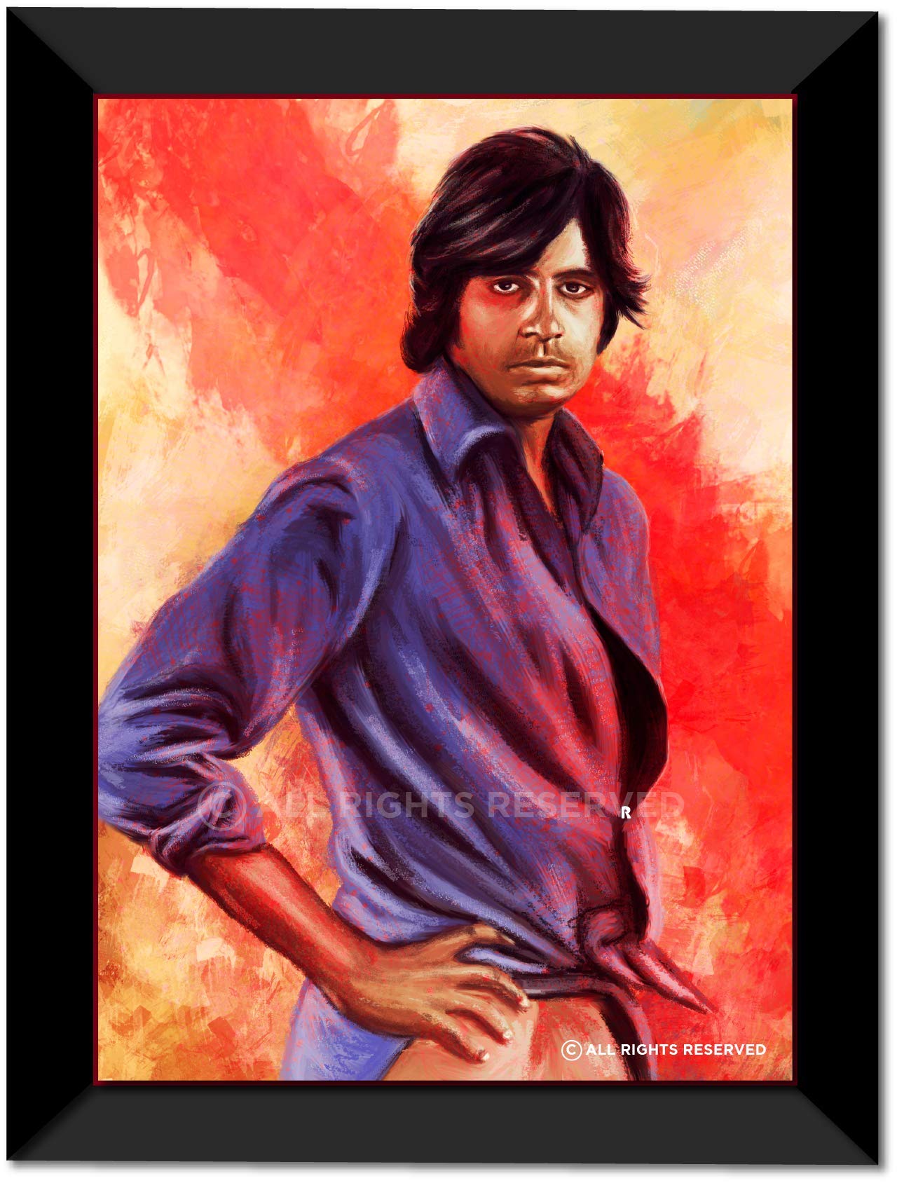 PEACOCKRIDE The Vintage Amitabh Bachan Matte Frame A3