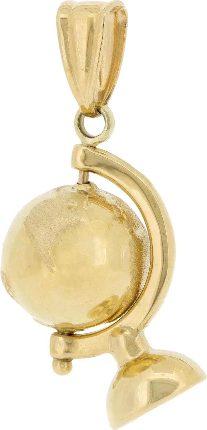 FindingKing 14 Karat Yellow Gold Globe Charm 21mm