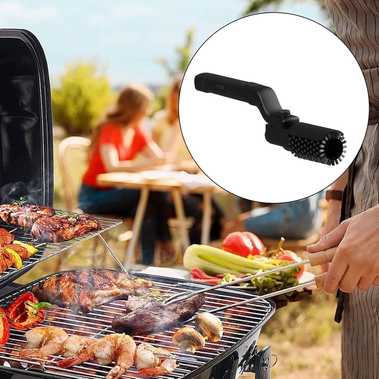 Elektryczna szczotka do grillowania, ładowalna, z silnikiem, szybkie narzędzie do czyszczenia grilli, bezprzewodowe, nierdzewne narzędzie do usuwania rusztu stalowego, do grilla na świeżym powietrzu