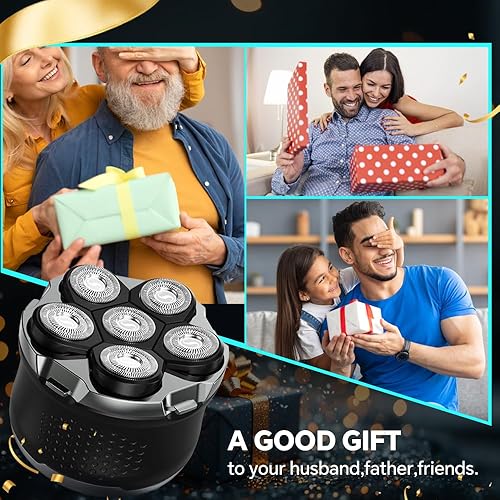 Miniatura 7 de Maquinilla de afeitar eléctrica para hombres, afeitadora de cabeza para hombres calvos, kit de aseo para hombres calvos, afeitadoras rotativas en