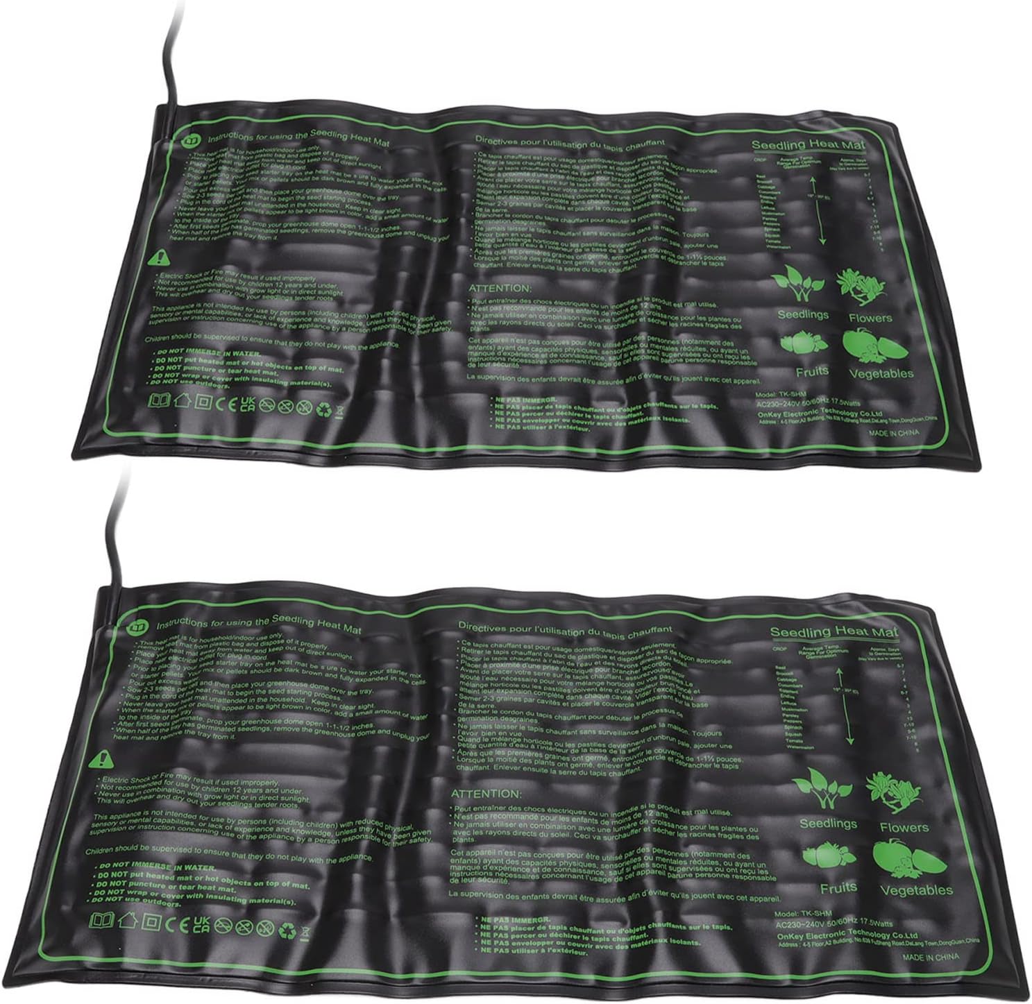 Biitfuu 2Pcs Waterproof Seedling Heating Mat PVC Silicone