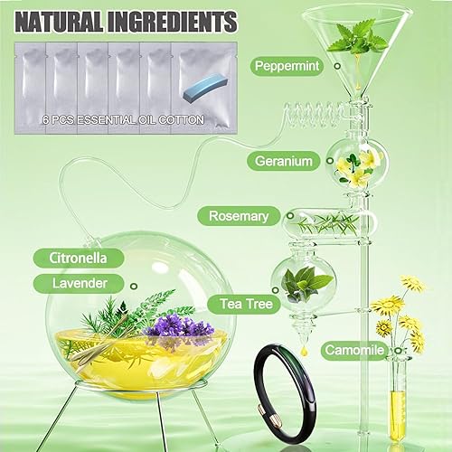 Miniatura 2 de Mosquito Repellent Bracelets 1 Pack, DEET Free Mosquito Repellent Bands with 6 Pcs Essential Oil Cotton, Waterproof Insect Bug Repellent Wristbands