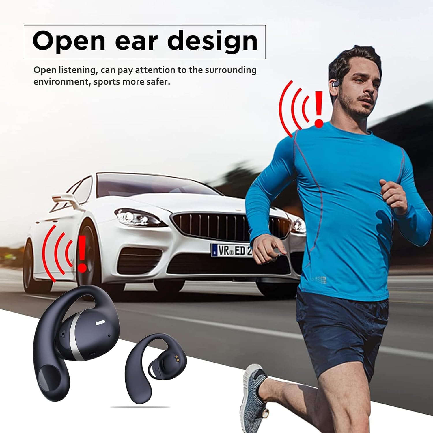 Wireless Earbuds Open Ear Earbuds Over The Ear Earbuds air Conduction Headphones Bluetooth 5.3 with mic IPX5 Waterproof Ear Hook for Sport Music with Charging case Long Battery Life