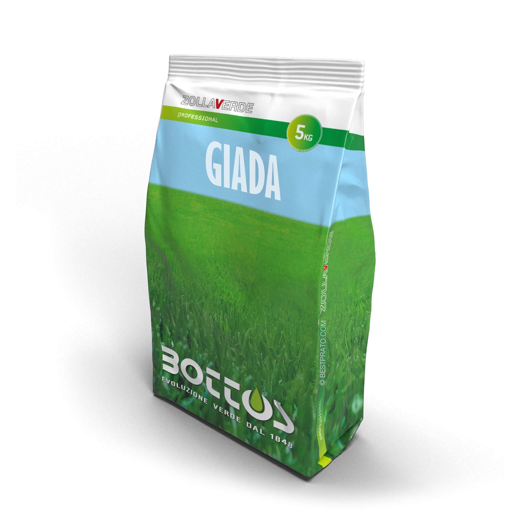 BOTTOS Sementi per Prato Zollaverde Giada 5kg per Giardini in Ombra Cura Giardino