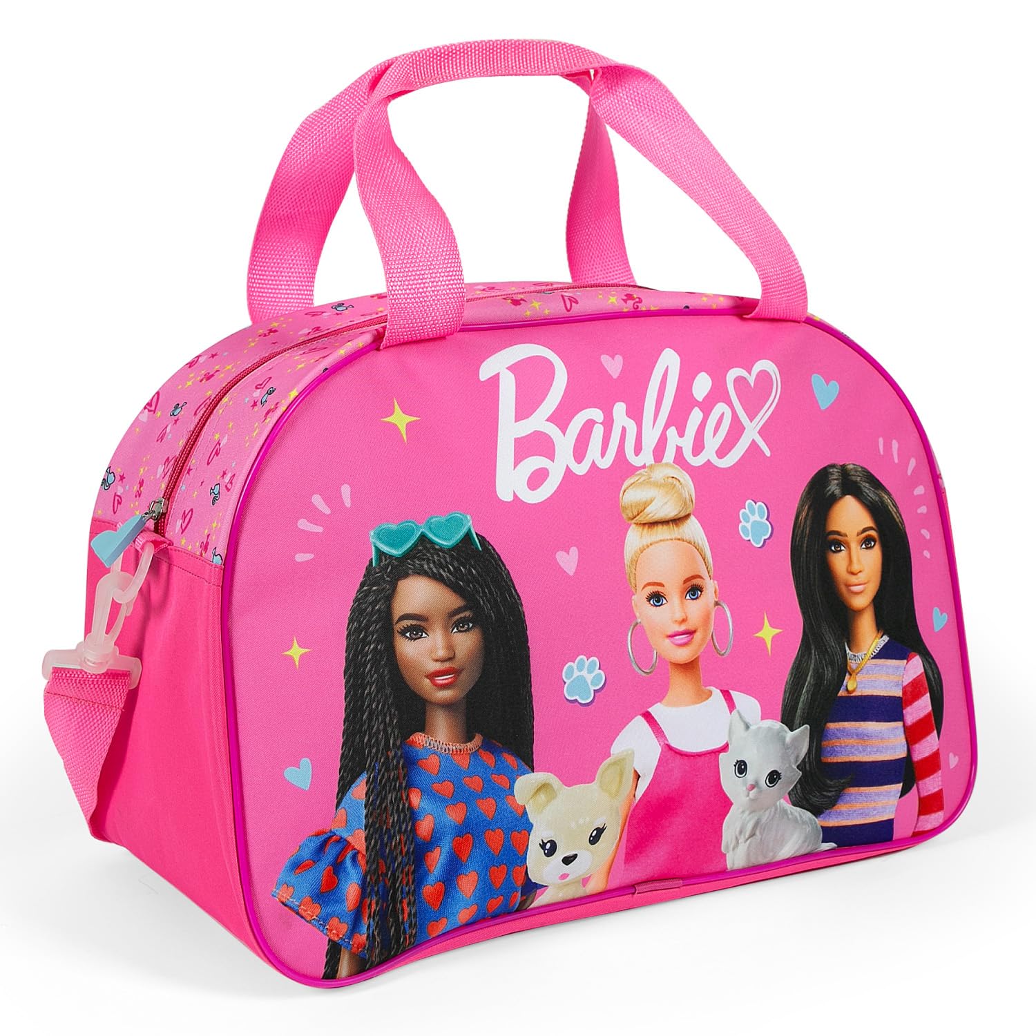 PERLETTI Borsa da Viaggio Bambina - Borsone Palestra Sacca Sportiva Bimba Scuola Materna Elementare Capiente - Borsa Sport Duffel Travel Bag Rosa Fucsia con Tracolla - Dimensioni 28x41,5x21cm