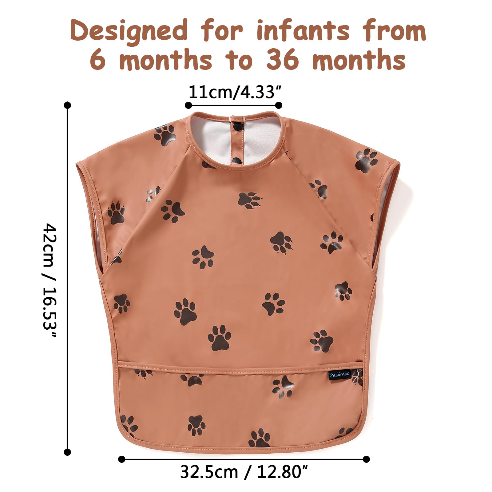PewinGo Weaning Bib with Short Sleeves & BLW, Soft and Skin-Friendly Material - Image 2