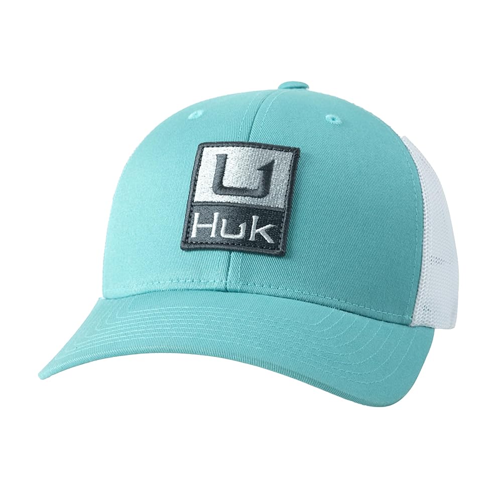 HUK Mens Trucker Hat, Anti-Glare Snapback Fishing Hat for Men, Huk\'D Up - Marine Blue, One Size