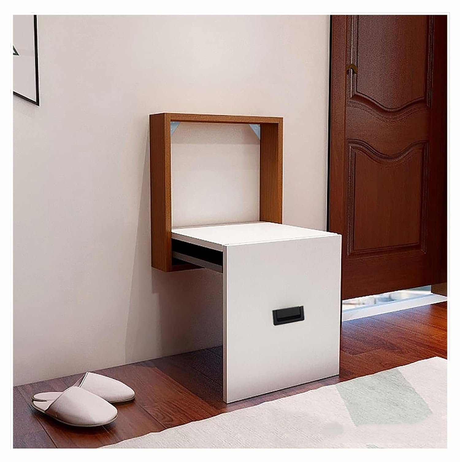 MYUYEE Folding Chair Wall-Mounted, Invisible Shoe Changing Stool, Solid Wood Wall Mounted Shoe-Changing Stool,Wall Mounted Entryway Stool Bench,120Kg Carrying For Bedroom/Foyer(C-Size)
