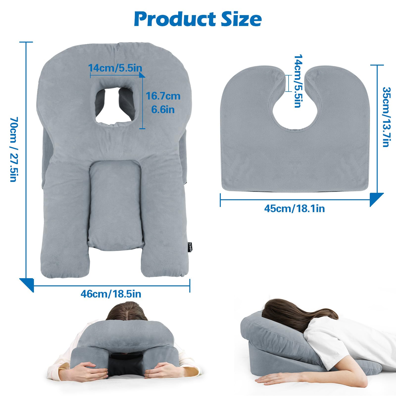 HOMCA Almohada Boca Abajo Después del Ojo, Almohada Facial con Agujero para Recuperación de Desprendimiento de Retina y Vitrectomía, Almohada de Masaje para el Hogar y SPA