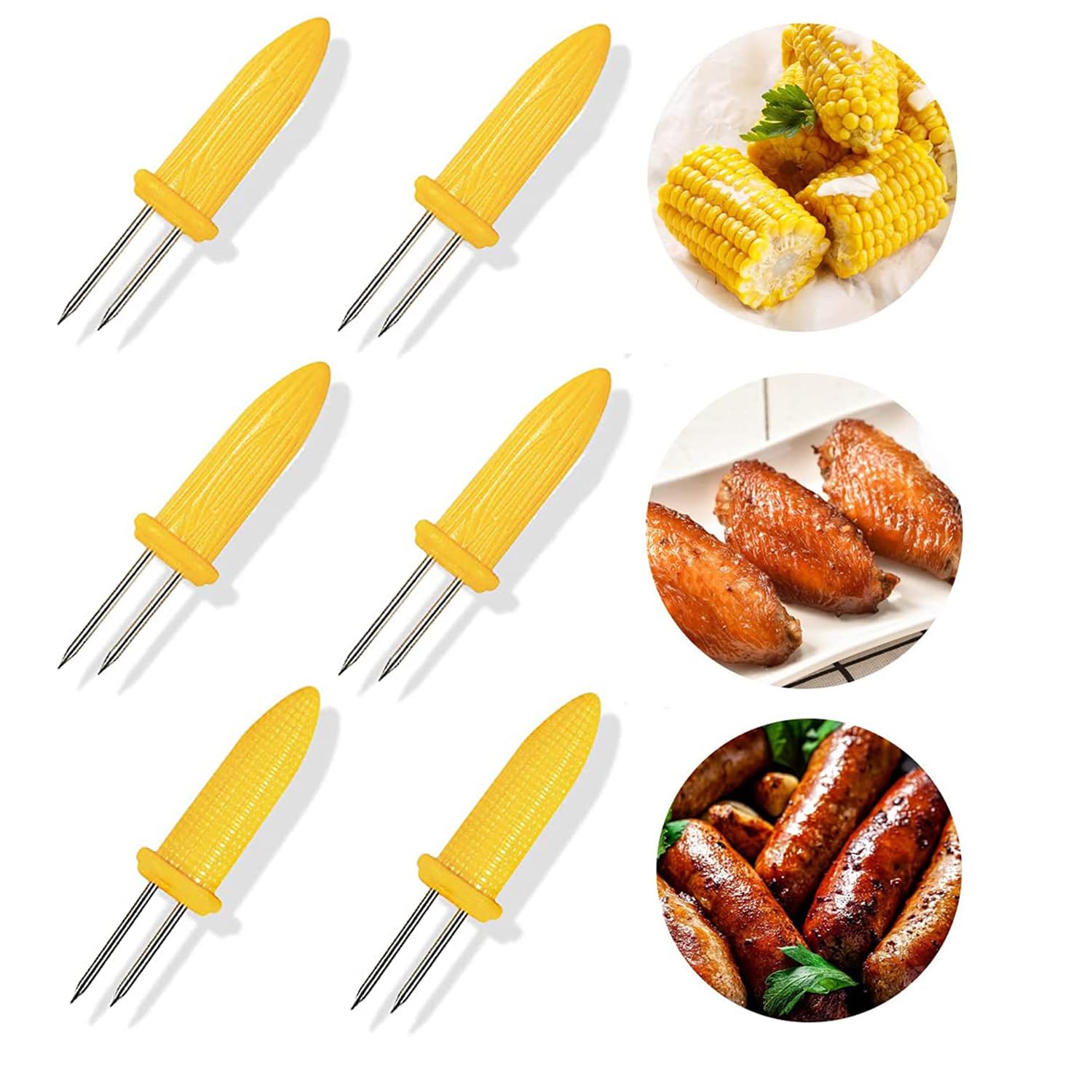 6-teiliges Maiskolbenhalter-Set Aus Edelstahl | Lustige Grillgabeln Für Picknicks & Partys