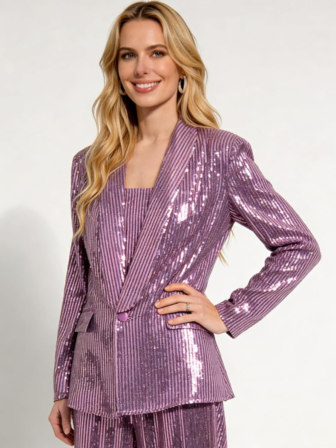Sequin Formal Pant Suits Two Pieces for Women Peak Lapel Suit Sparkly One Button Evening Party Prom Tuxedo Red