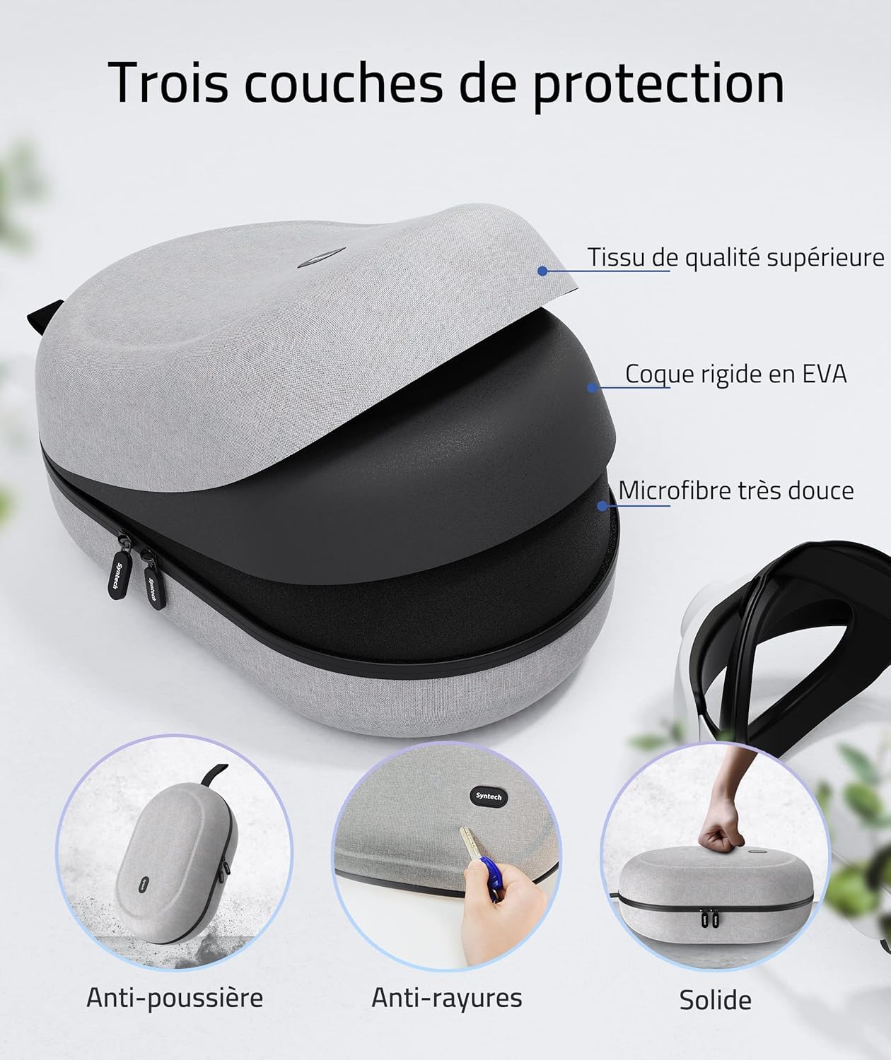 Syntech Étui de Grande Transport Rigide Housse Compatible avec Meta Quest 3S/Oculus Quest 3/2/Pro/Pico4 Accessoires VR Gaming Casque avec Elite Strap, Les Manettes Touch et VR, Grande