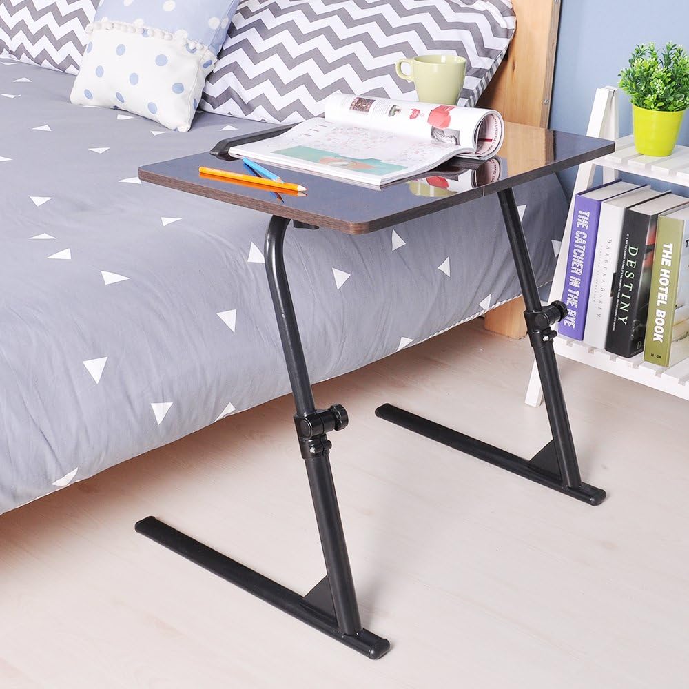 SogesHome 80x40cm Laptop Stand Adjustable Computer Standing Desk Portable Side Table for Bed Sofa Hospital Reading Eating, Black,S1-2BK-SH-01
