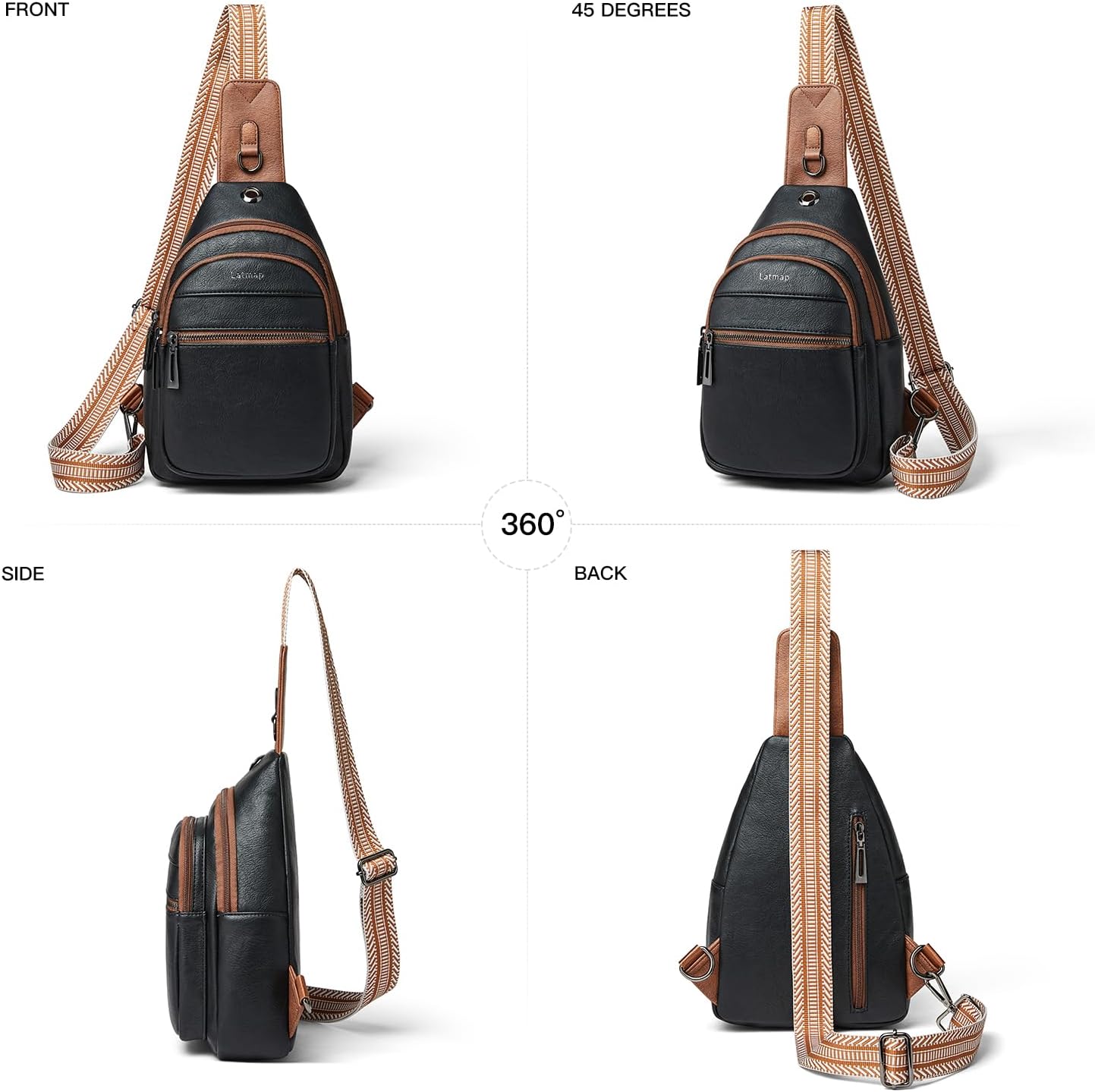 Sling Bag For Women Faux Leather Small Casual Daypack Backpack Fanny Pack Crossbody Chest Bags Purse - Image 7