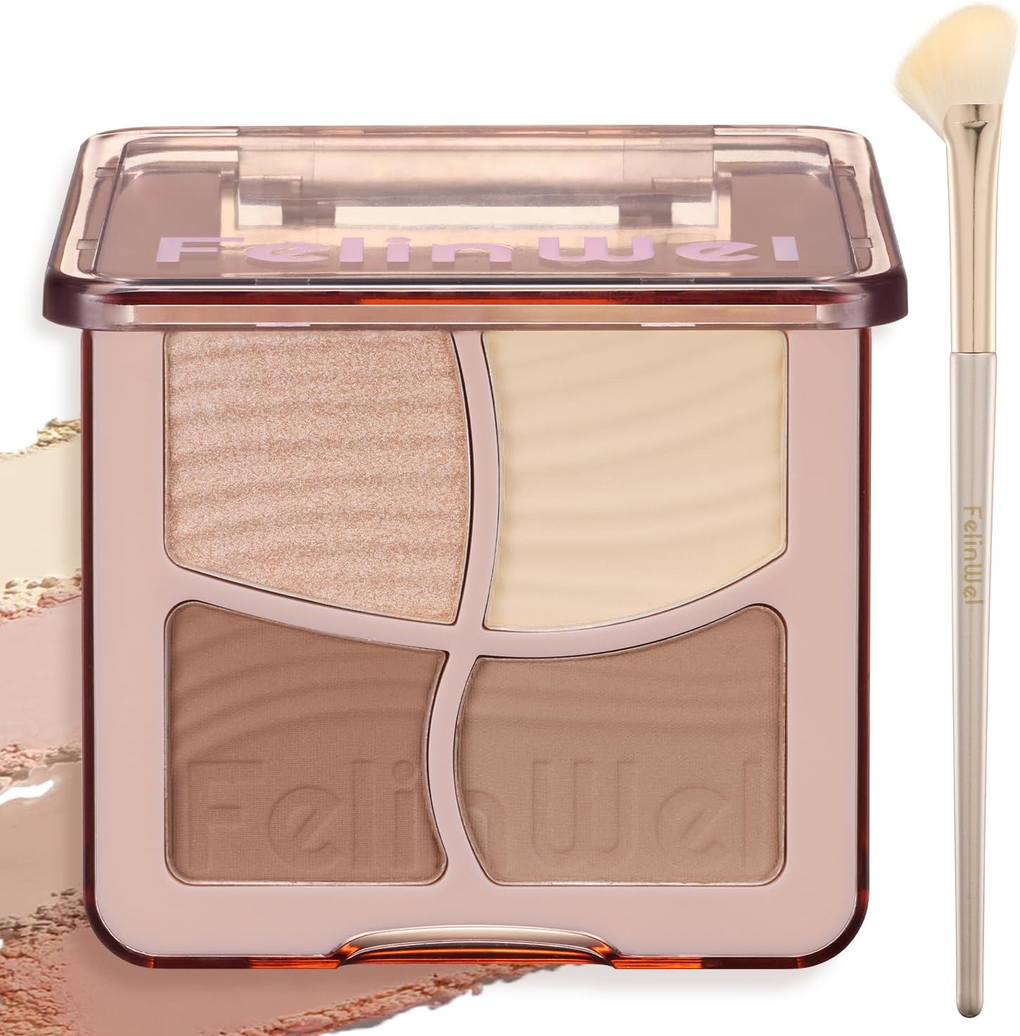 Highlight Contour Makeup Palette Effortless Blending Matte Shimmer Highlighter Palette and Bronzer Powder for Warm Toned Skin with Brush