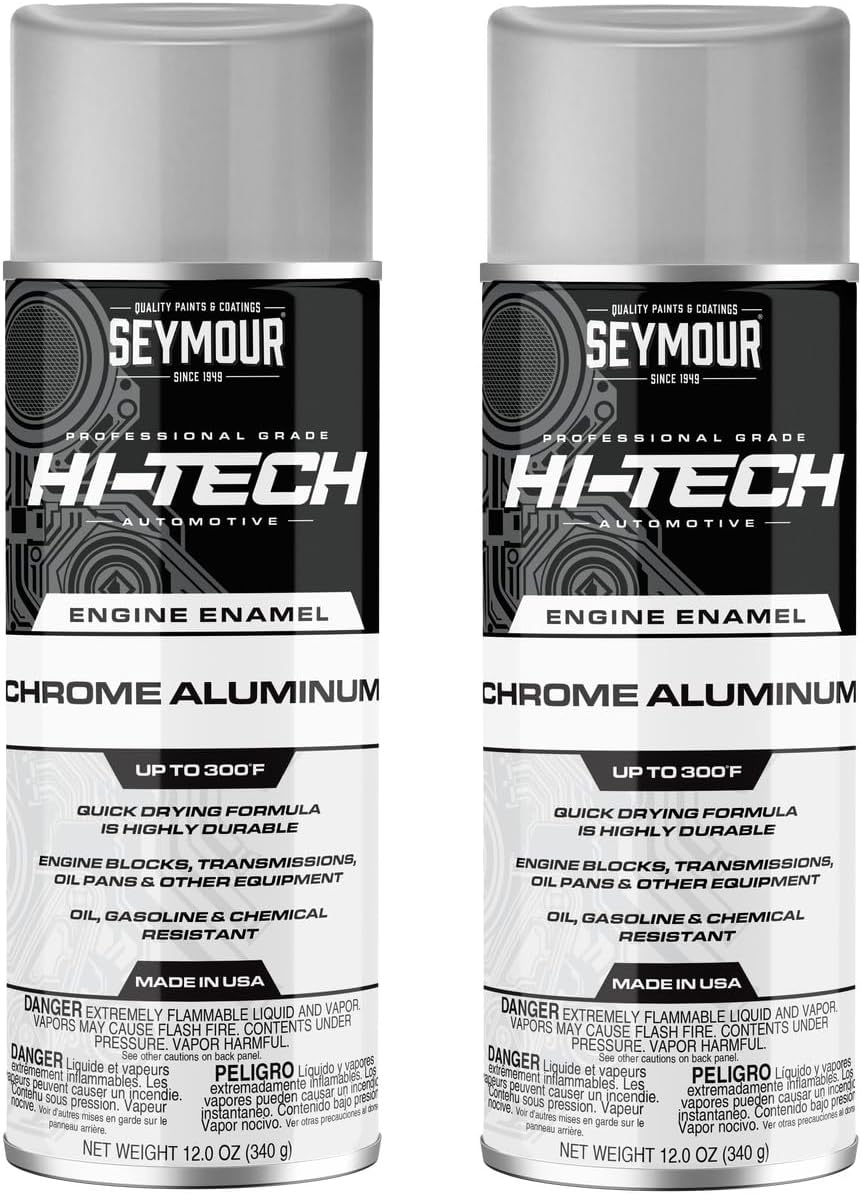 EN-41 – Hi-Tech Engine Enamel Spray Paint — Chrome Aluminum (12 oz, 2-Pack / 24 oz Total) | Automotive Engine Coating | Professional Metallic Finish