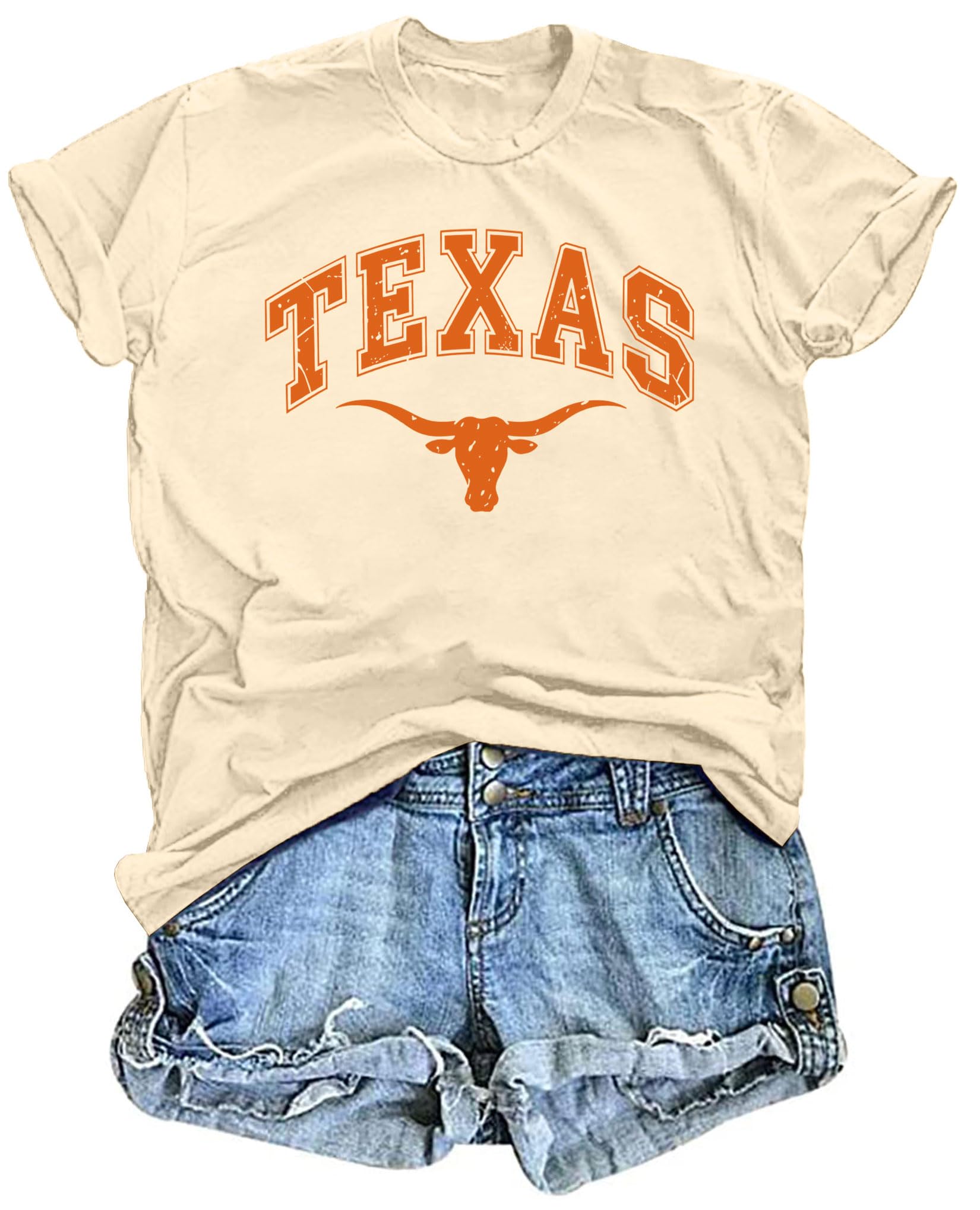 Texas Shirts for Women Texas Letter Print Tee Shirts Casual Cowgirl Tops