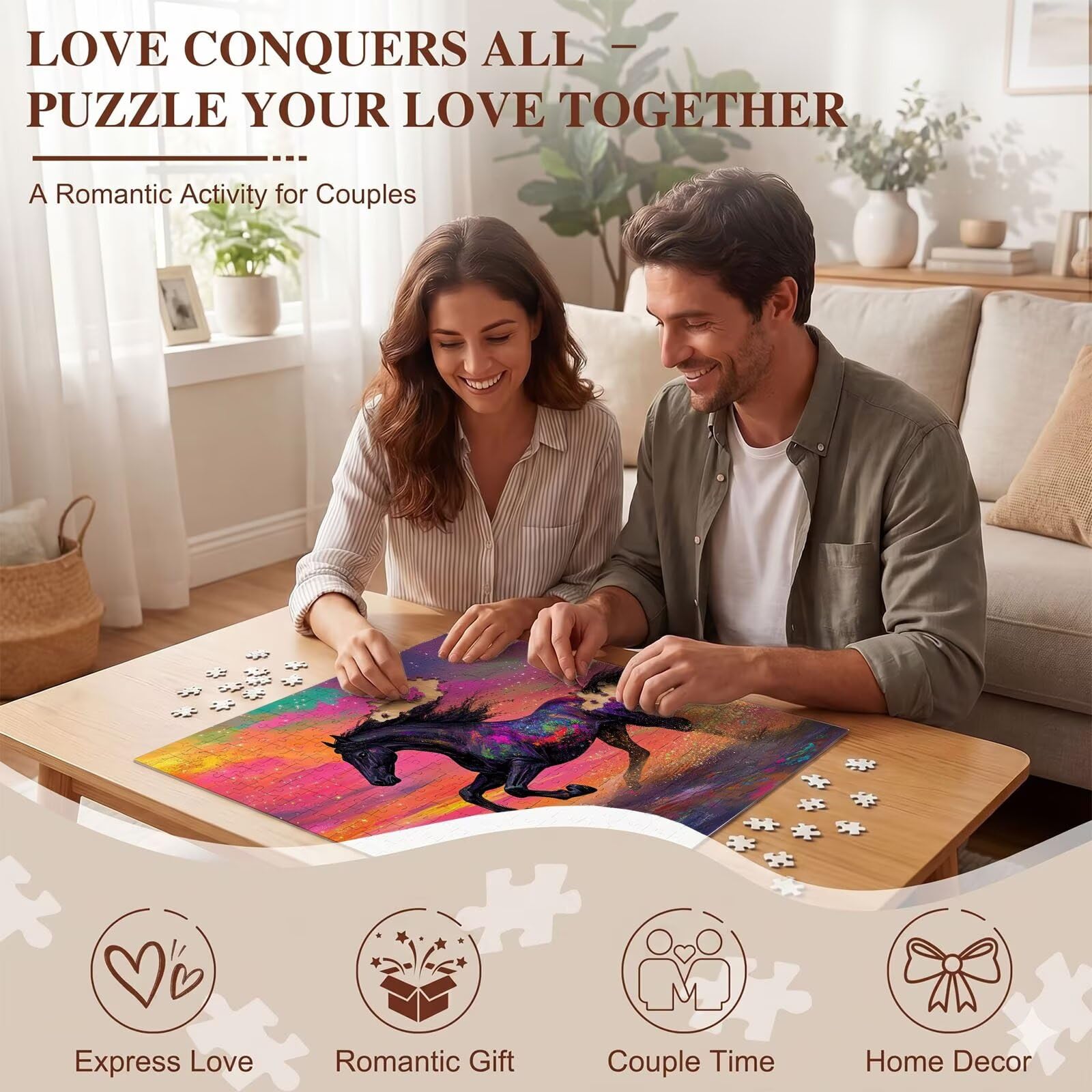 Puzzle 2000 Pezzi Classici, Puzzle cavallo sogno 99 x 70 cm, Gioco Educativo e Antistress in Legno con Poster Incluso, Ttività DIY per Famiglia, Regalo per Appassionati, Decor Parete Casa, f0-662