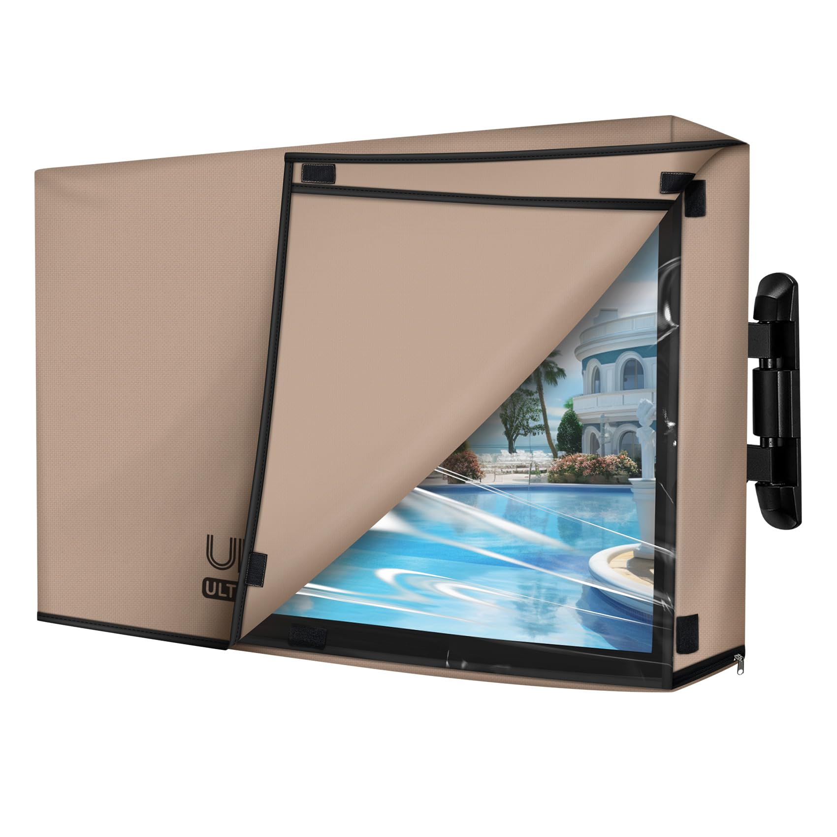 ULTCOVER Waterproof Outdoor TV Cover Double Layers with Clear Front Flap for 42-45 inch Outside Flat Screen Televisions