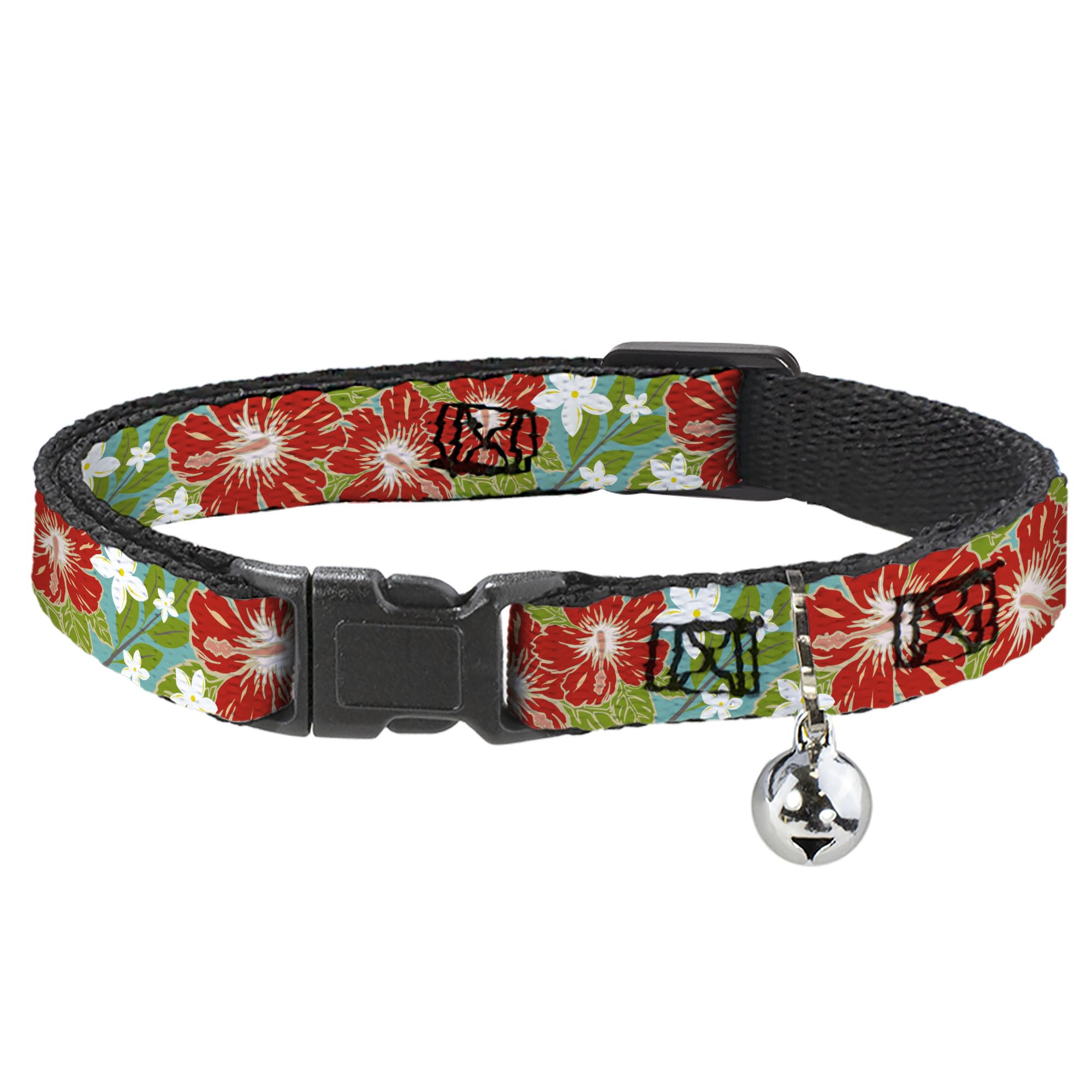 Collar de gato ajustable para jardín e interiores estampado floral rojo