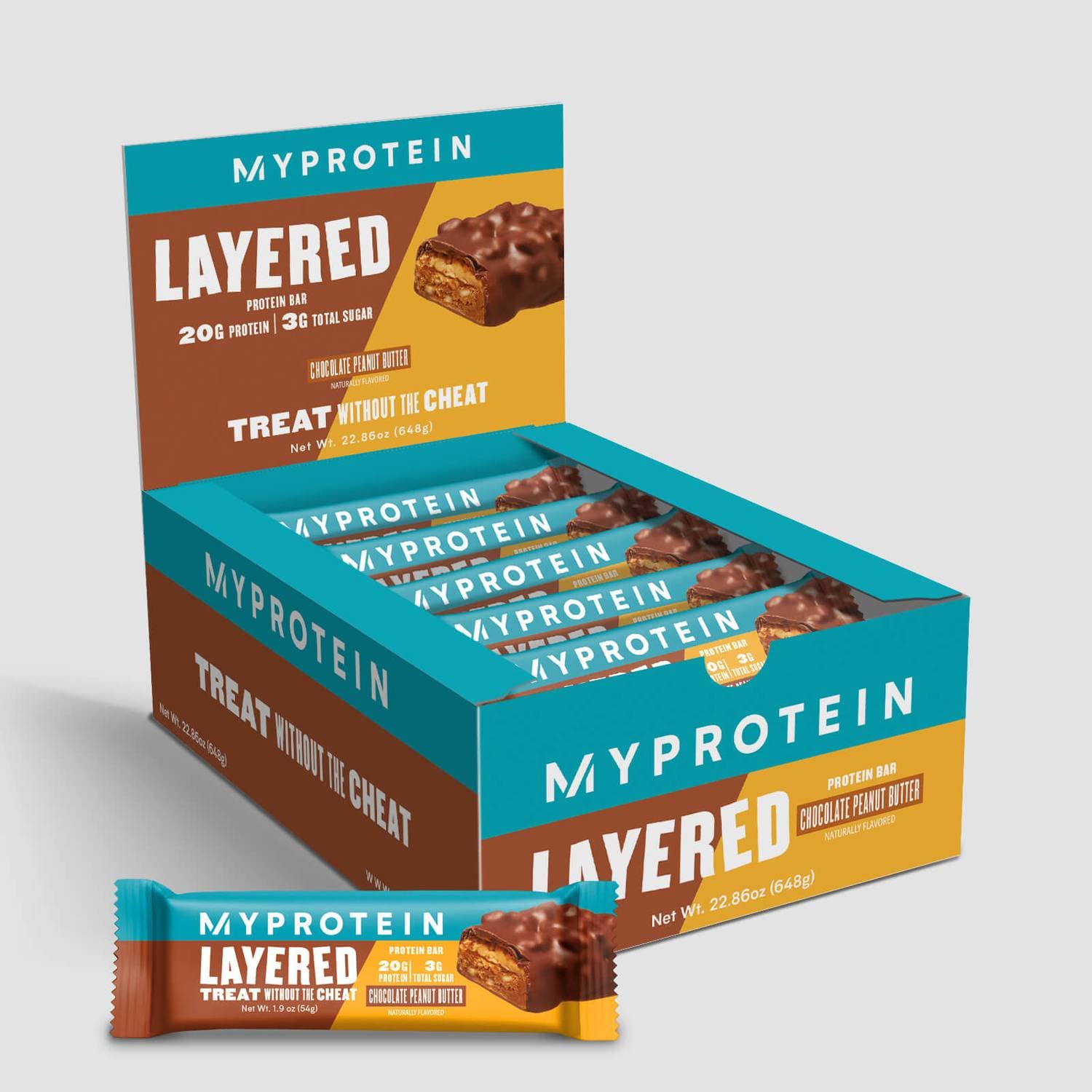 MyProtein Layered Bar Chocolate Peanut Butter, 12 Bars