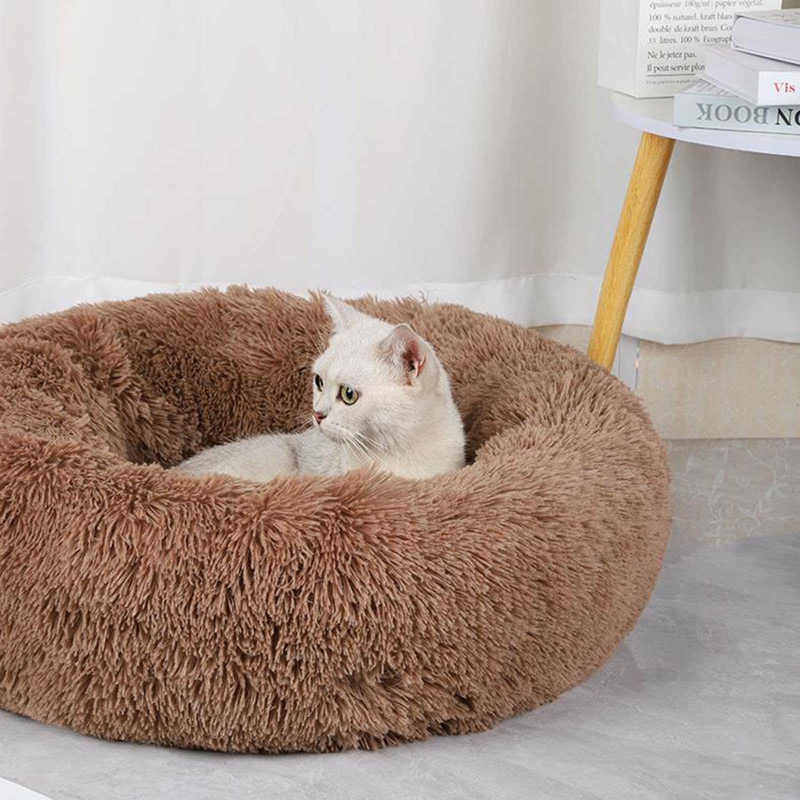 Donut Haustierbett – Flauschiges, Waschbares Hundebett Für Kleine Hunde & Katzen, Anti-Angst, Rutschfest