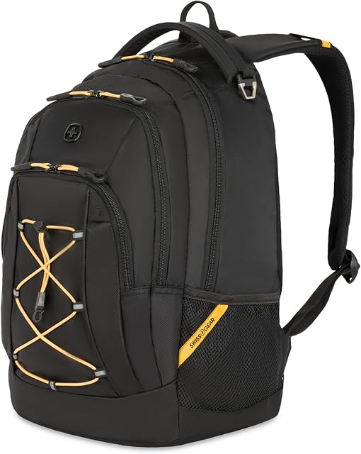 SWISSGEAR Bungee Laptop Backpack Fits up to 13-Inch Laptop, for School, Work, & Travel with Elastic Front Cord, 17-Inch