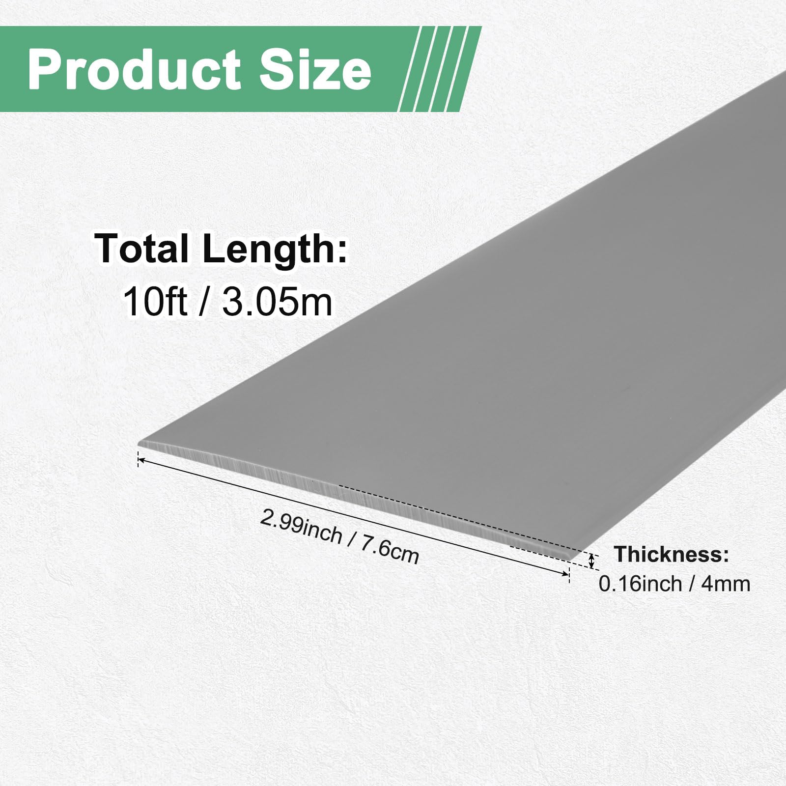 M METERXITY Bande De Transition De Sol Autoadhésive 10FTx2.99Inch Gris | PVC Laminate Bande Plate De Séparation Pour Porte Pour Joints De Sol/Carreaux/Moquette/Portes
