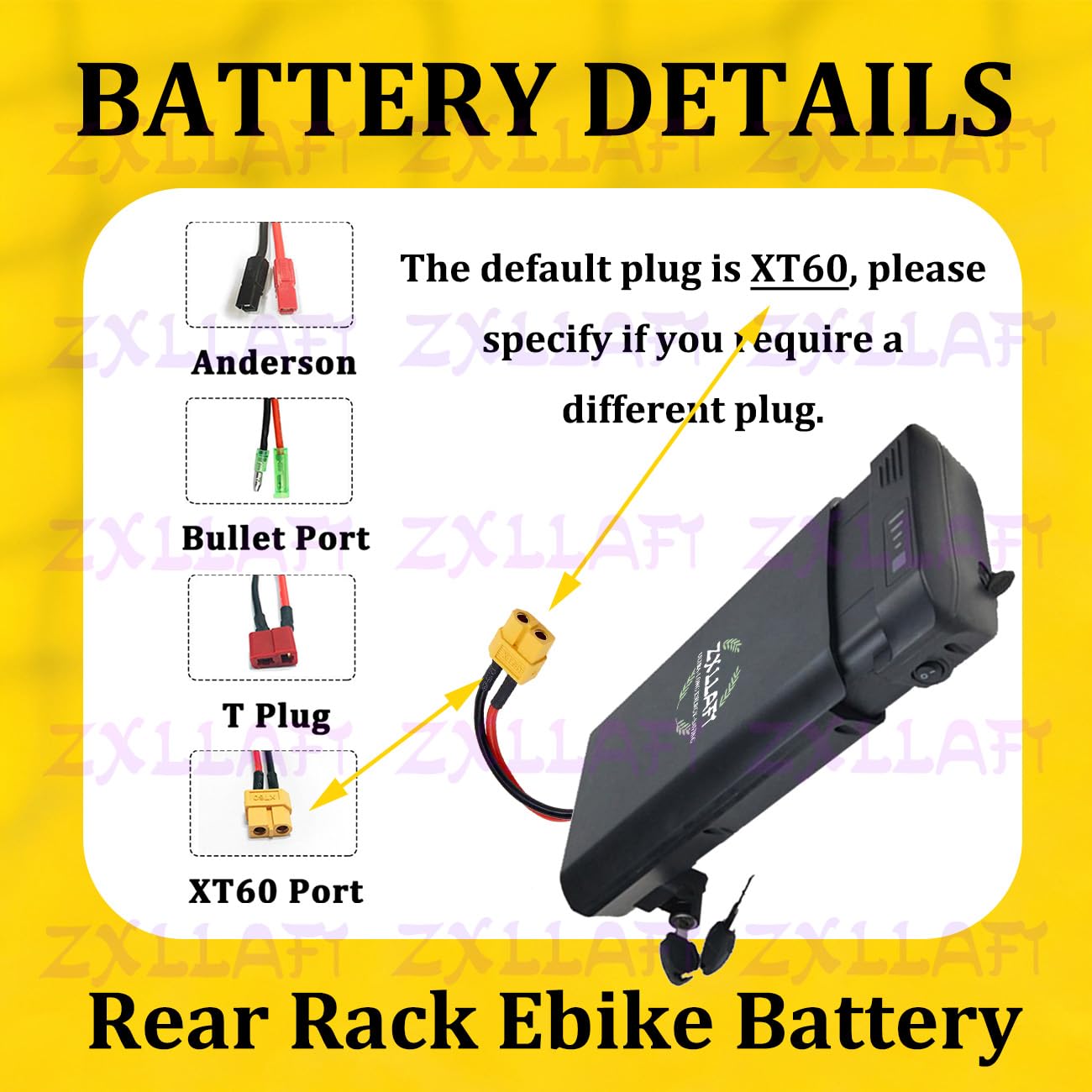 Batterie au Lithium pour Porte-Bagages arrière 36 V 24 V Batterie pour vélo électrique Batteries Rechargeables Carte de Protection BMS intégrée avec indicateur LED