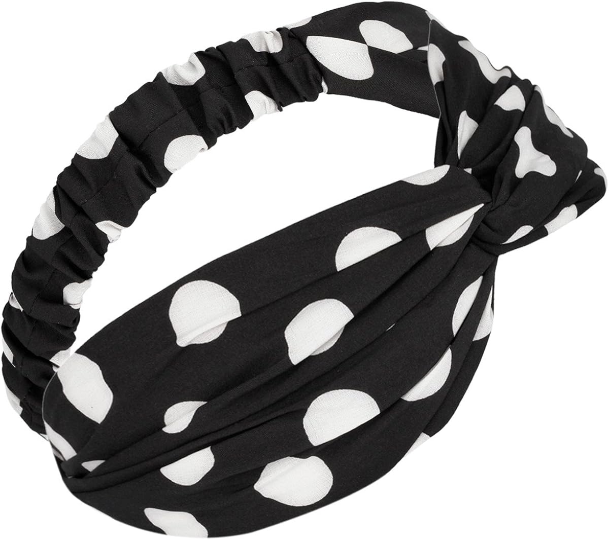 KYEYGWO Vintage Headbands for Woman Twisted Knotted Head Wrap Floral Printed Hairband, Pack of 4, 01-Red, Black, Red, Black - Image 3