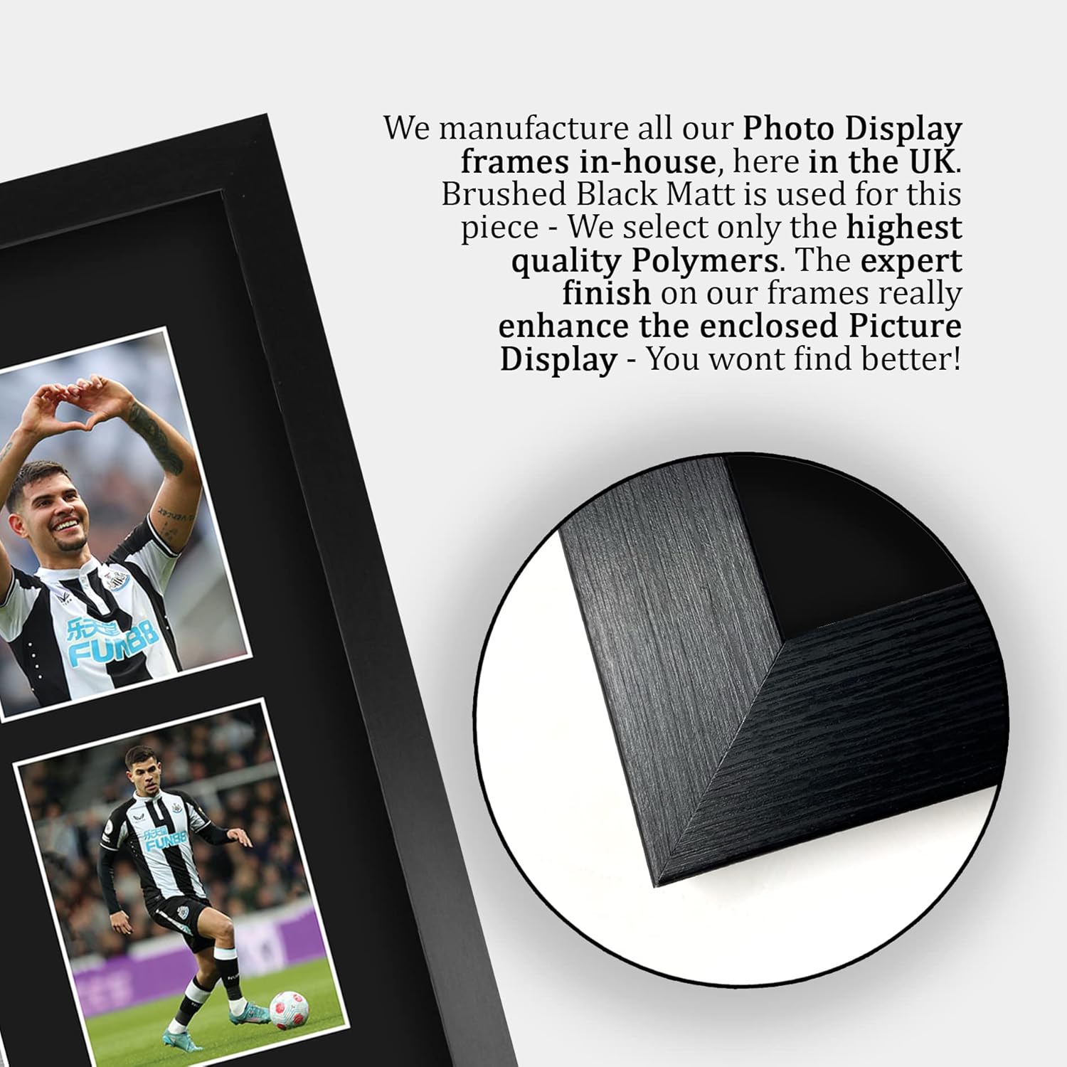 HWC Trading Bruno Guimaraes Newcastle United 16 x 12 inch (A3) Printed Gifts Memorabilia Signed Autograph Photograph Display for Football Fans and Supporters - 16" x 12" Framed