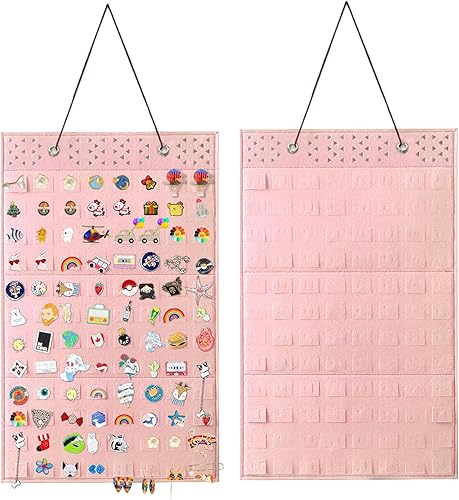 Vista 30 de 2 Pink Circle Wall Hanging Brooch Pin Organizer,Pin Collection Display Case,pin Board for Enamel pins,Holds Up to 76 Pins.(Not Include Any