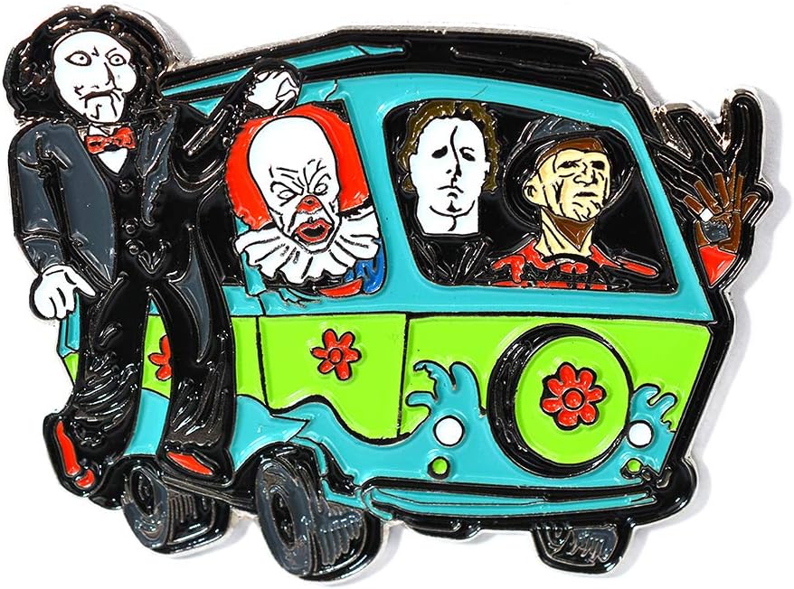 MISICH Horror Movie Pin Jigsaw Michael Myers Freddy Krueger IT Mystery Machine Pendant Lapel Hat Pin