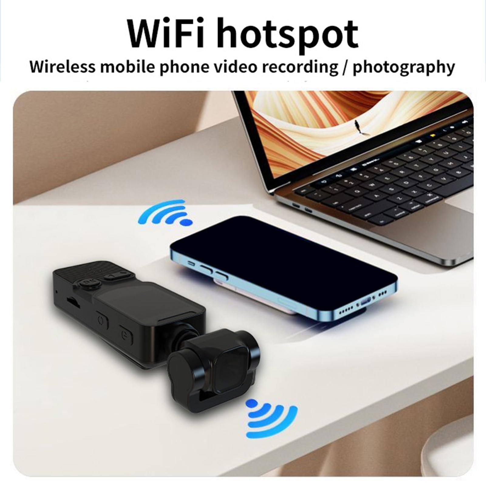ASHATA Videocamera Mano 2K WiFi Stabilizzazione Registratore Portatile, per
