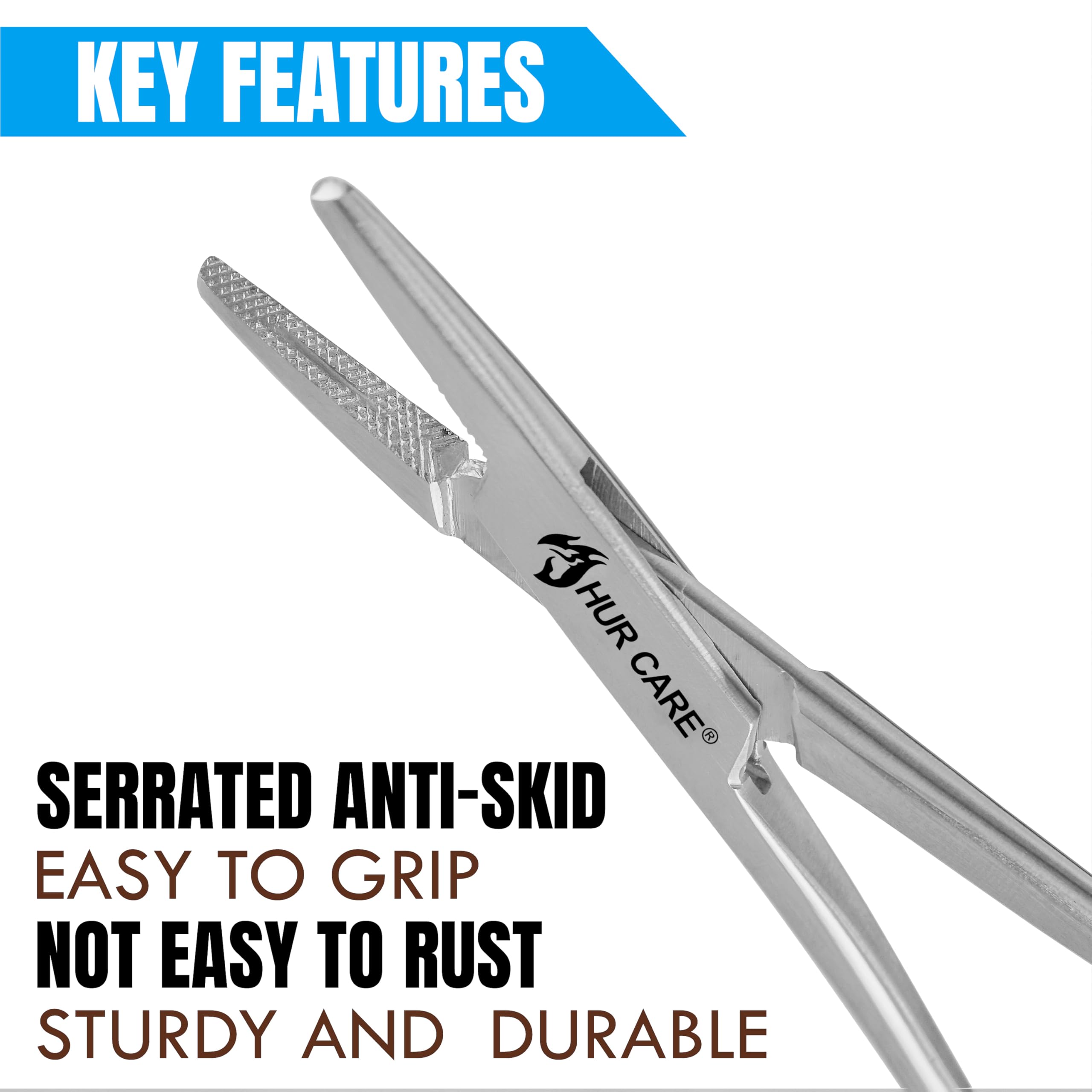 HUR CARE Stainless Steel Self-Locking Pick-Up Ear Hair Fishing Forceps Crafting Soldering Tweezers Piercing Pliers - Image 2