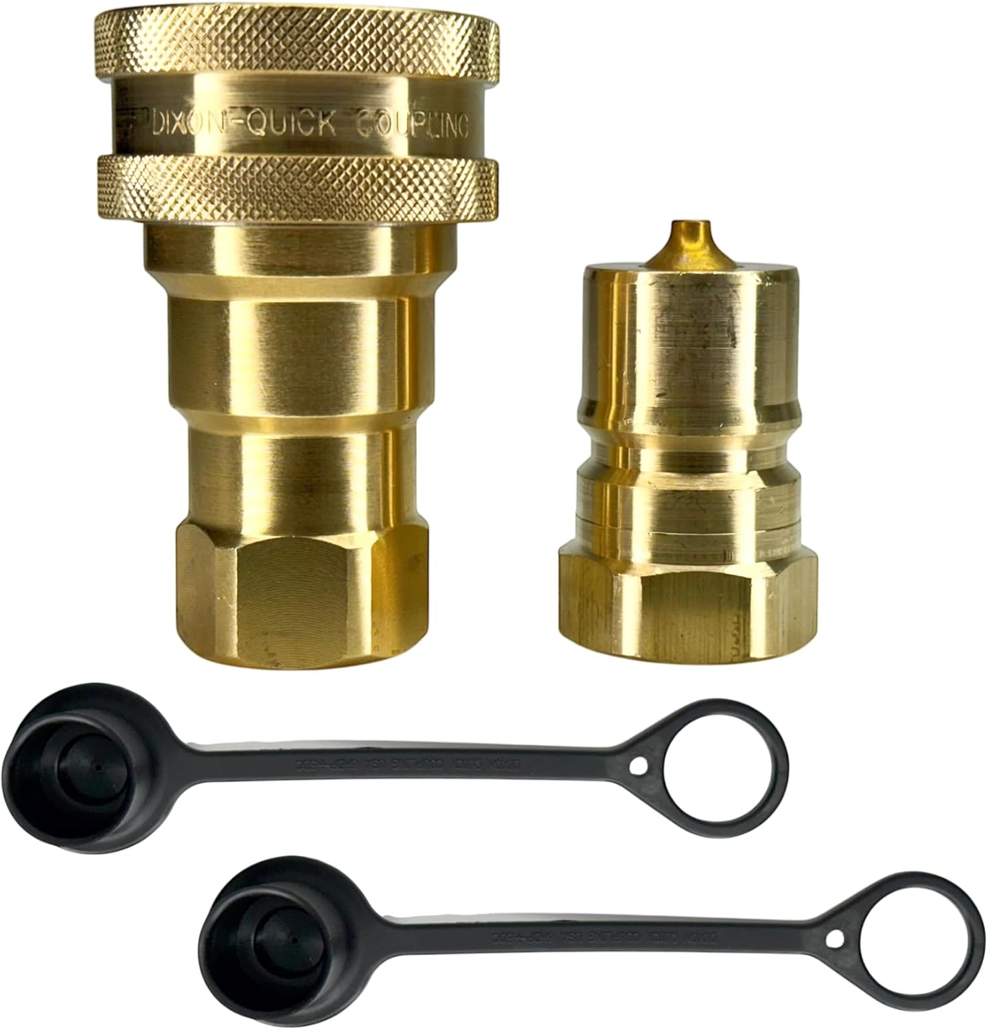 Genuine Dixon H-Series 1" ISO-B Hydraulic Quick Disconnect Kit - (1ct.) 8HF8-B | (1ct.) H8F8-B | (2ct.) 8HDP-H8DC – Brass | Female NPTF QDC | 3000 PSI Working Pressure (1" x 1" FNPTF)