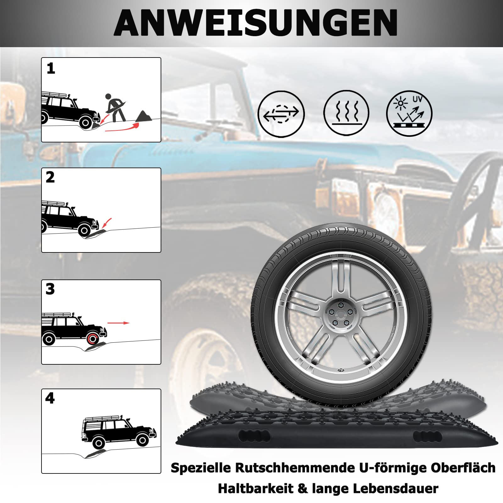 SWANEW Aide Au Démarrage Planches De Montagne 2X Voiture Camion Voiture Tapis Dadherence Tapis De Traction 84764344