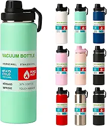 Garrafa Térmica Inox 800 ml Parede Dupla – Mantém Bebida Gelada 24h ou Quente 8h, Tampa Antivazamento, Squeeze para Academia, Trabalho e Viagem (Verde Claro)
