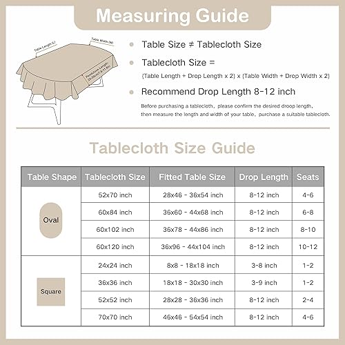 Miniatura 6 de Wolkemer Mantel rectangular jacquard marfil con estampado de hojas de campo de damasco funda de mantel para cena y cocina 60 x 84 pulgadas