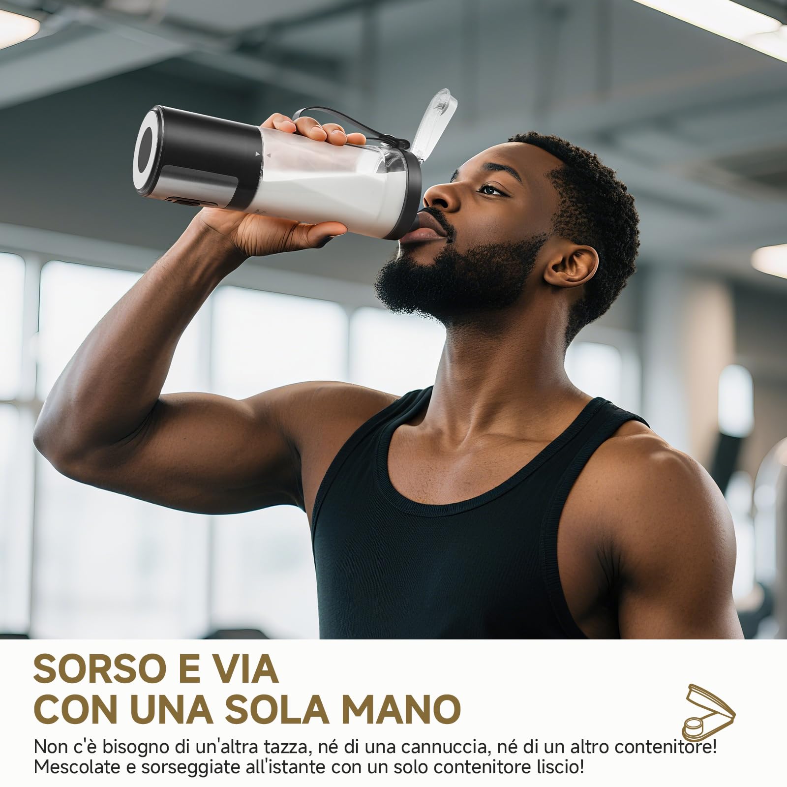 AMZCHEF Frullatore portatile da 600 ml, con 6 lame, 120 W, ricarica rapida tramite USB-C, IPX6, impermeabile, senza BPA, mini mixer per frullati in polvere proteica