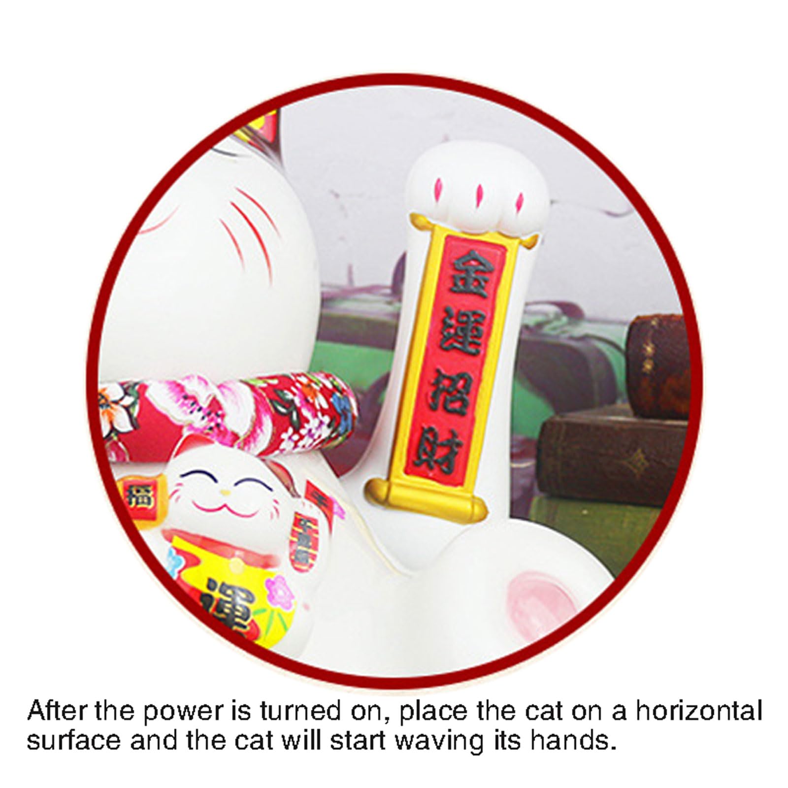 18 cm Chat Fortune Maneki Neko Agitant Chat Chanceux Maneki Neko avec Bras Mobile Maneki Neko en Céramique Agitant Statuette de Chat Fortune, pour la Décoration de Bureau à Domicile et de Magasin (B